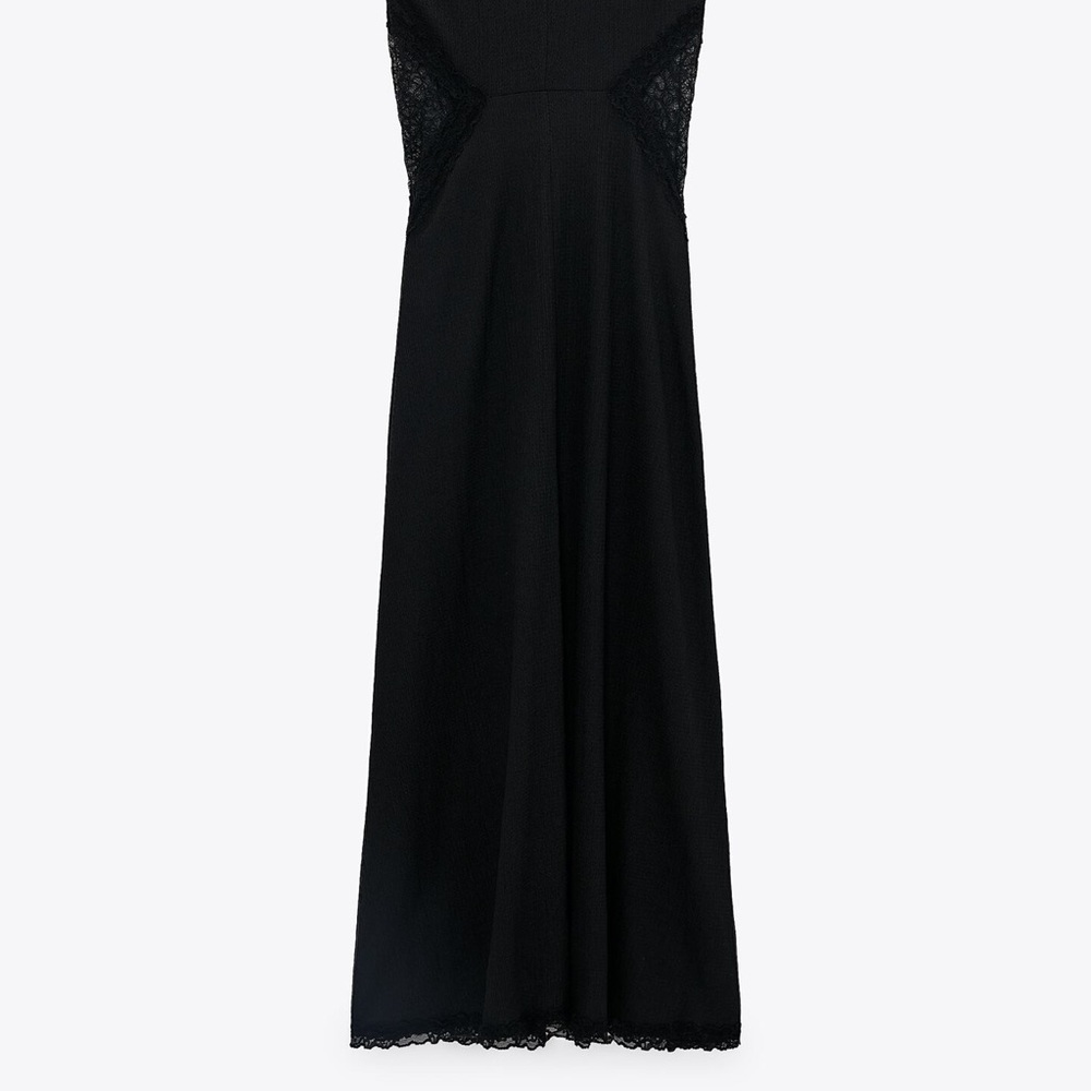 ZARA LONG LACE SLEEVELESS DRESS BLACK SZ S